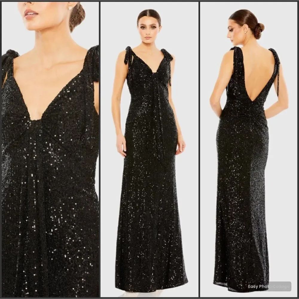 Mac Duggal 26693 Bow Strap Sequin Gown Dress